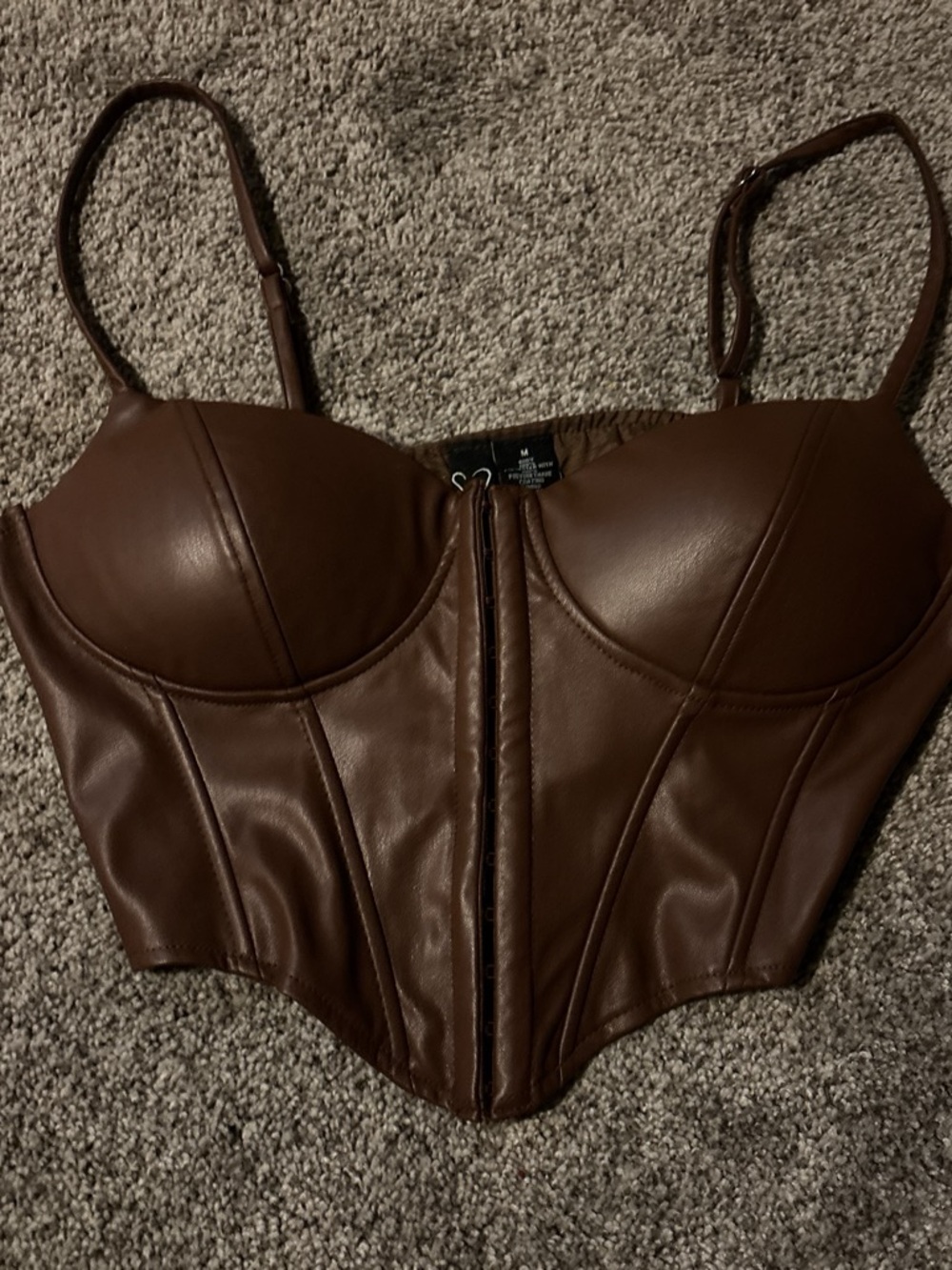 Windsor Brown Faux Leather Bustier